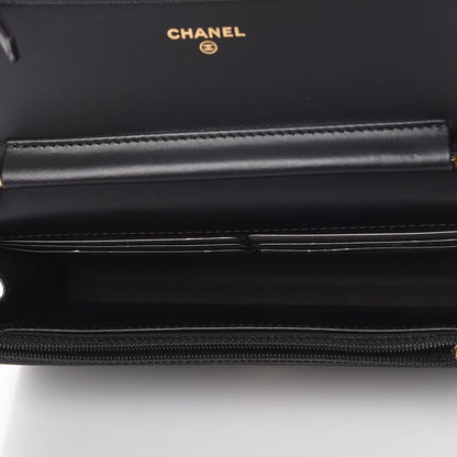 Chanel Patent Calfskin Quilted Boy Wallet On Chain WOC Black 5 of 9
