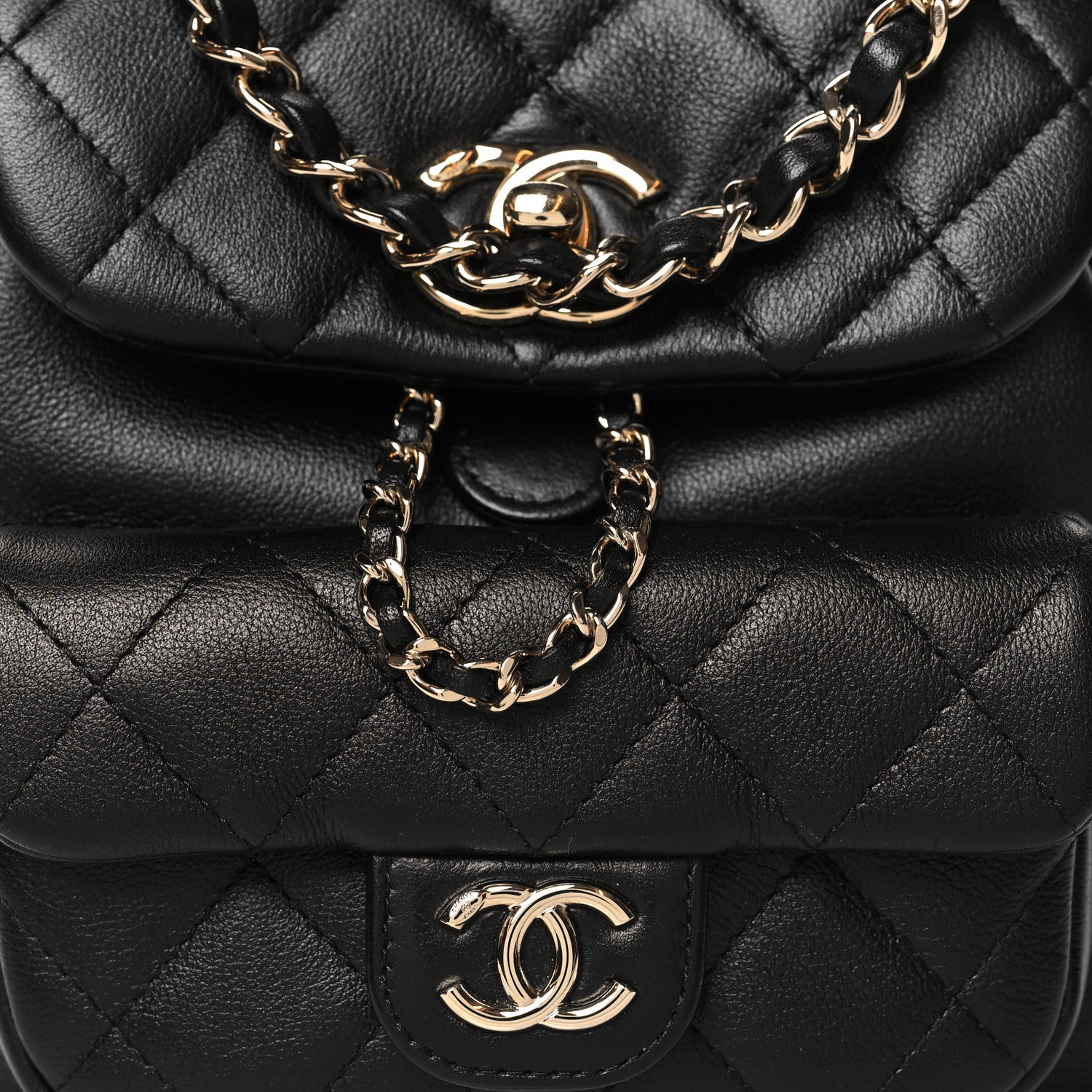 Chanel Lambskin Quilted Small Duma Drawstring Backpack Black 8 of 10