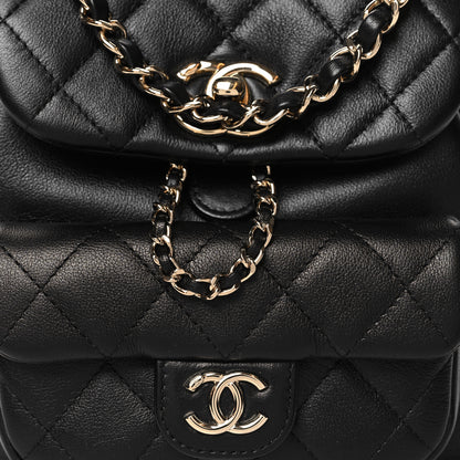 Chanel Lambskin Quilted Small Duma Drawstring Backpack Black 8 of 10