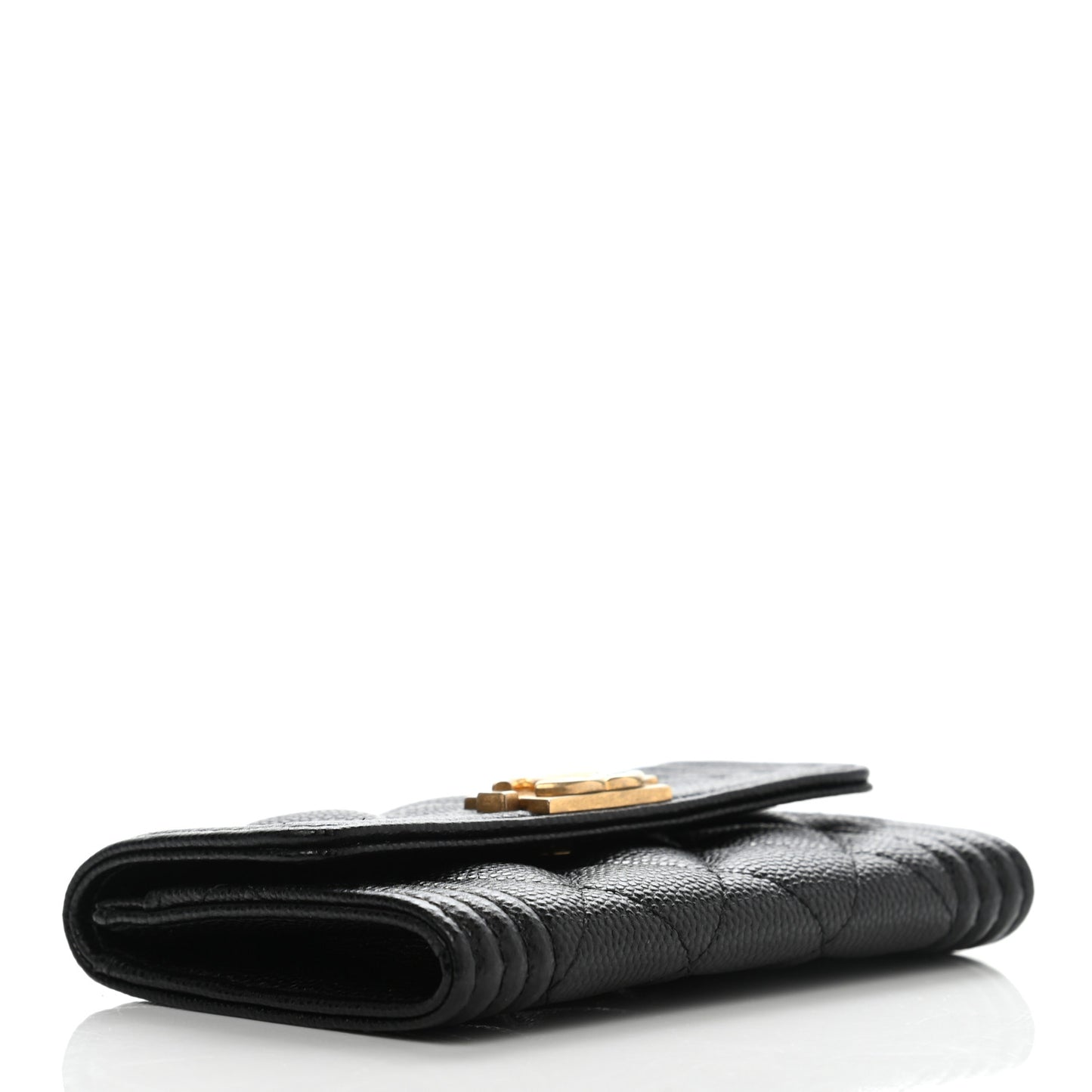 Caviar Quilted Boy Flap Card Holder Black