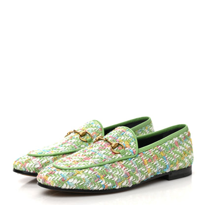 Gucci Tweed Multicolor Malaga Kid Horsebit Womens Jordaan Loafers 38 Green Multicolor 3 of 10