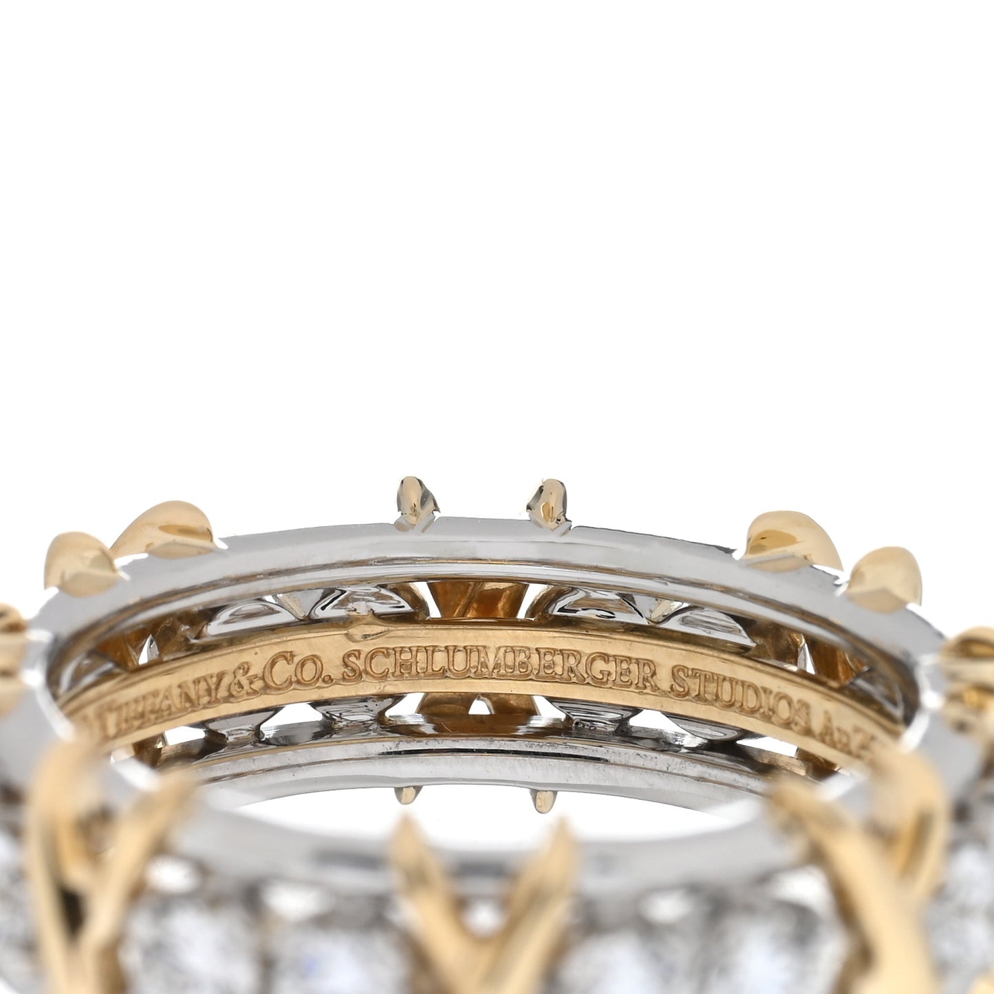 Platinum 18K Yellow Gold Diamond Schlumberger Sixteen Stone Ring 54 7