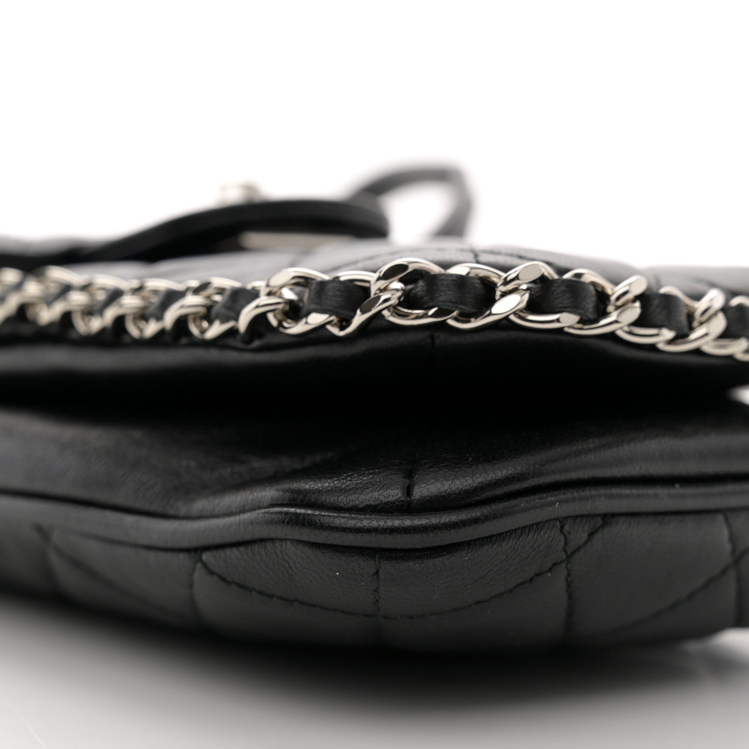 Chanel Lambskin Quilted Chain Around Flap Crossbody Black 10 of 12