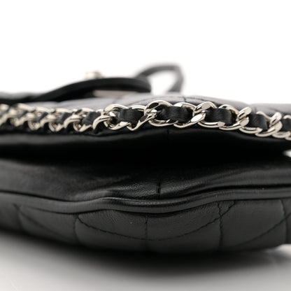 Chanel Lambskin Quilted Chain Around Flap Crossbody Black 10 of 12