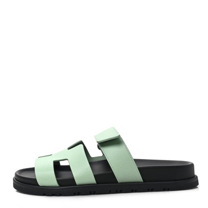 Hermes Epsom Womens Chypre Sandals 37 Vert Jade 1 of 8