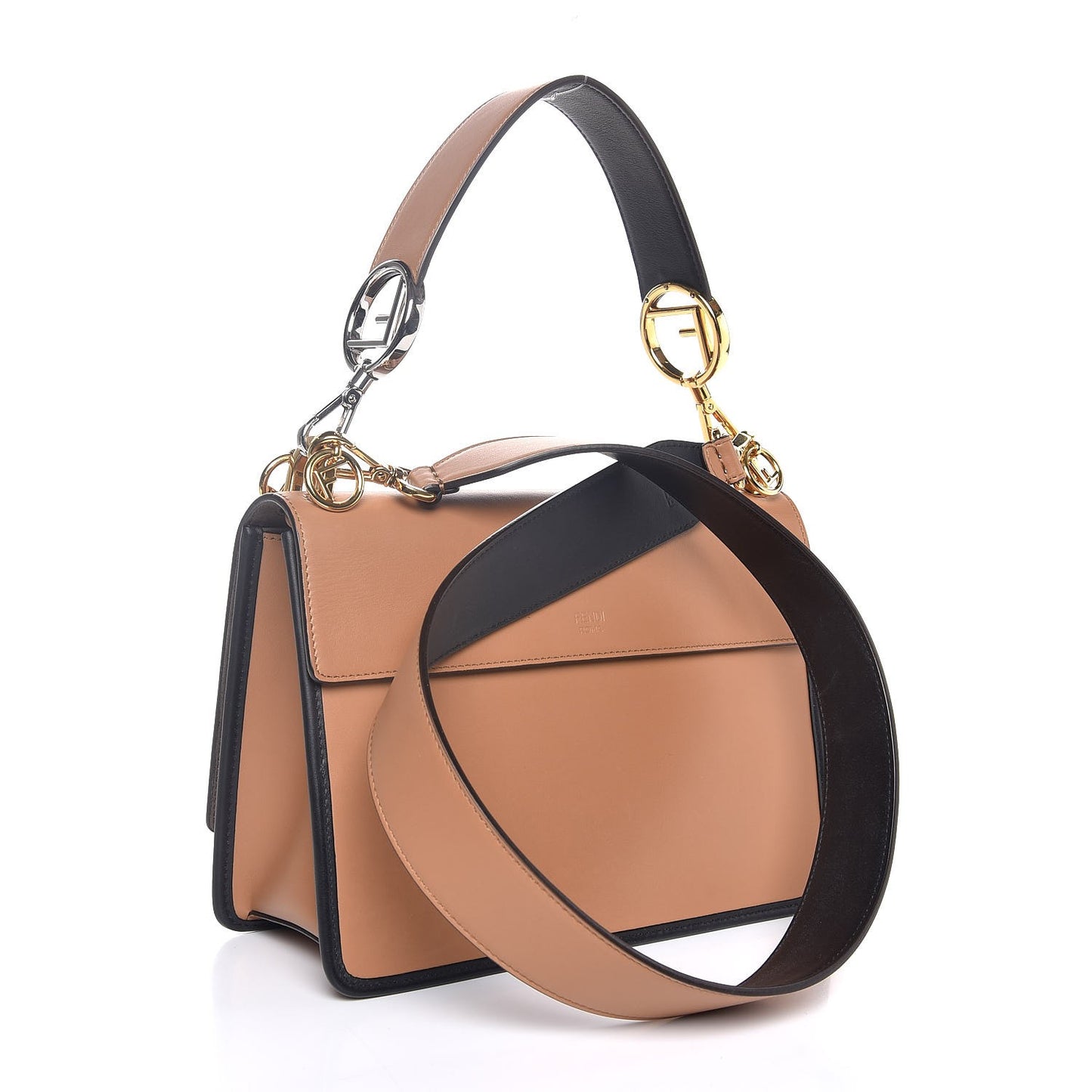 Vitello Century F is Fendi FF Embossed Kan I Shoulder Bag Orzo Tobacco