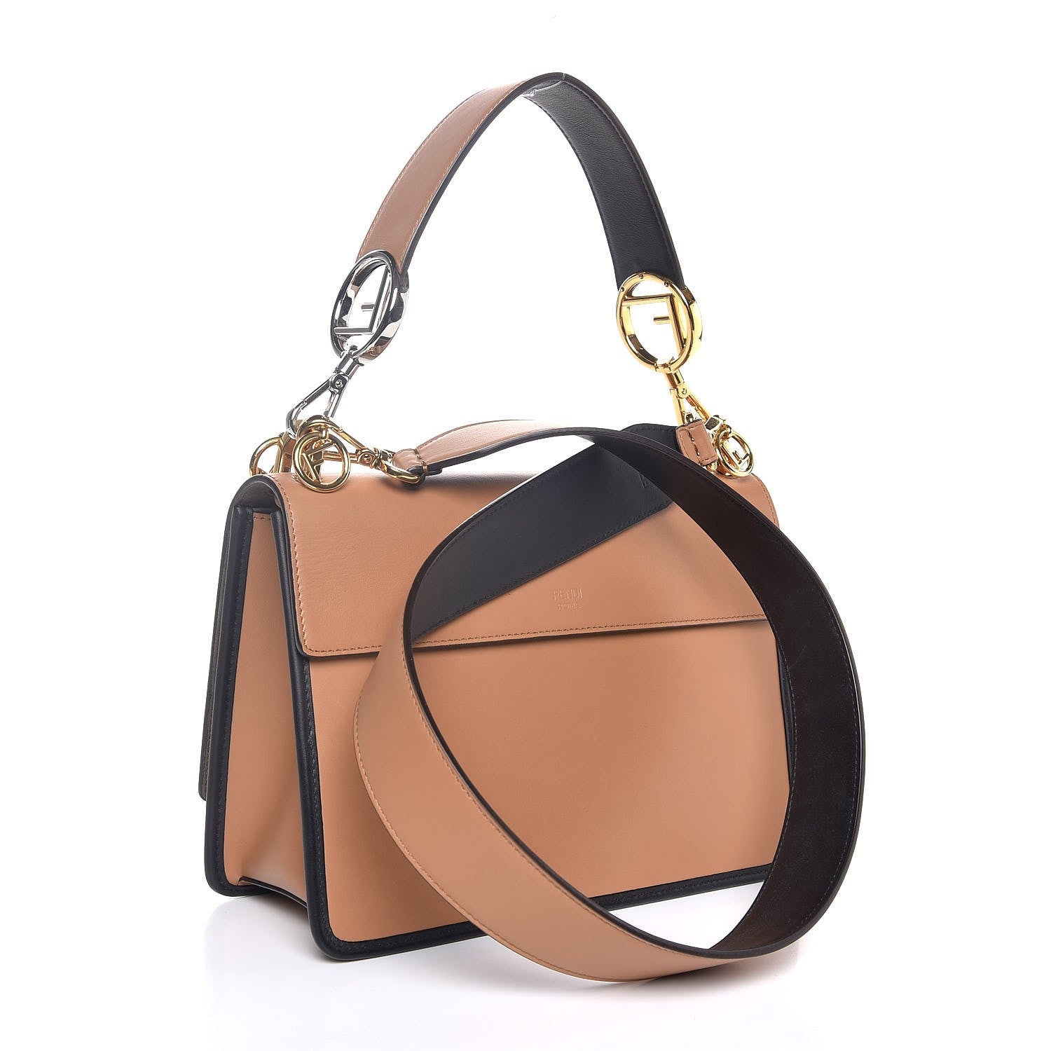 Fendi Vitello Century F is Fendi FF Embossed Kan I Shoulder Bag Orzo Tobacco 4 of 9