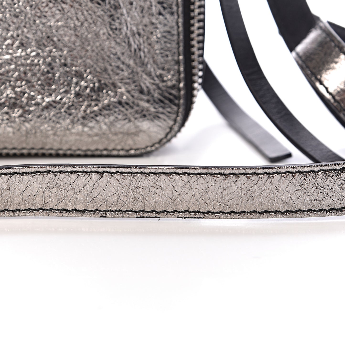 Metallic Lambskin Tiny PS1 Satchel Silver