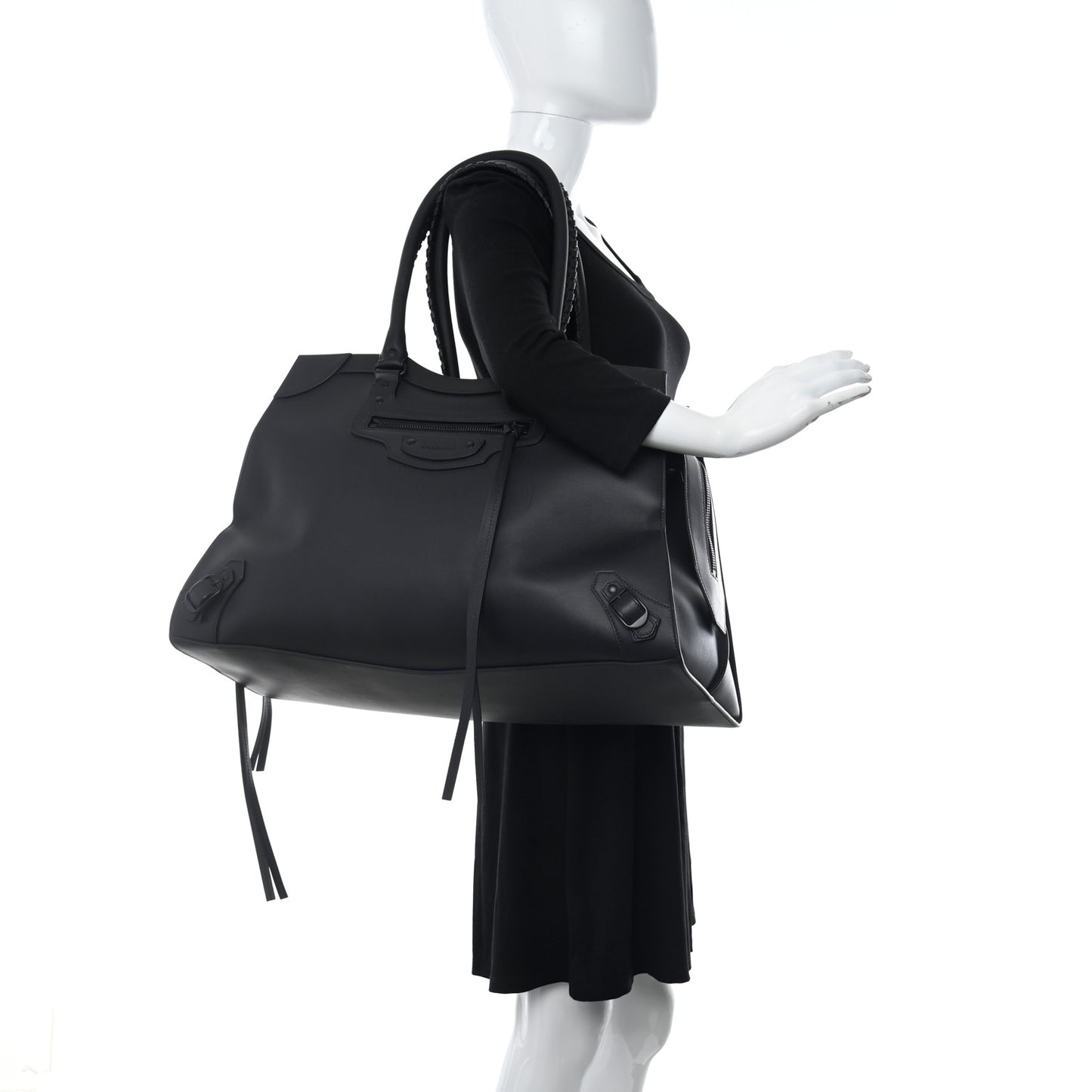 Smooth Calfskin Neo Classic Black Hardware Large Top Handle Bag Black