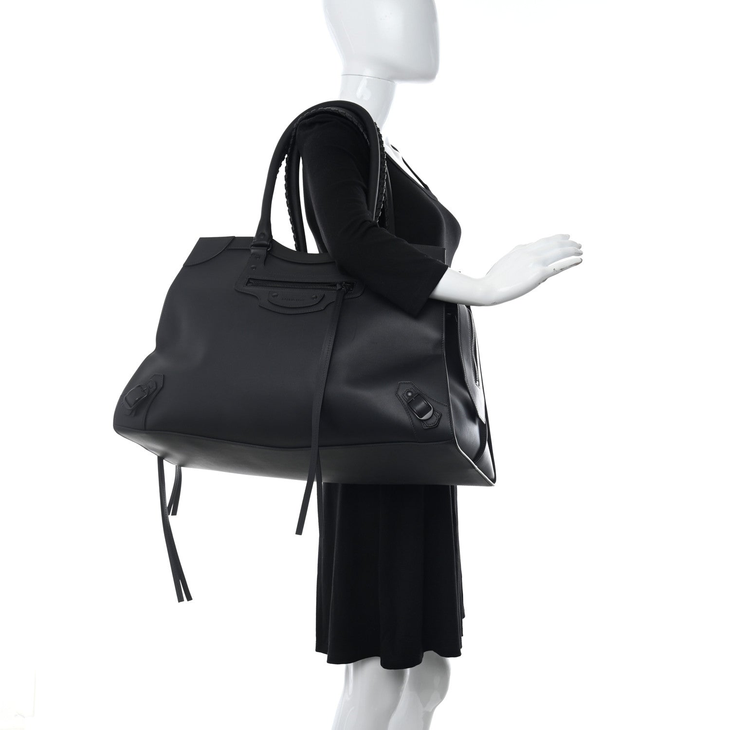 Balenciaga Smooth Calfskin Neo Classic Black Hardware Large Top Handle Bag Black 2 of 10