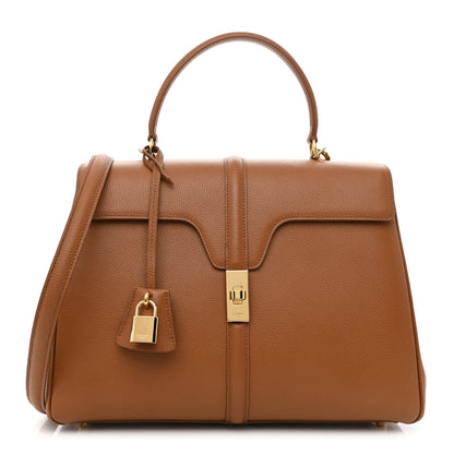 Celine Grained Calfskin Classique 16 Top Handle Bag Tan 1 of 11