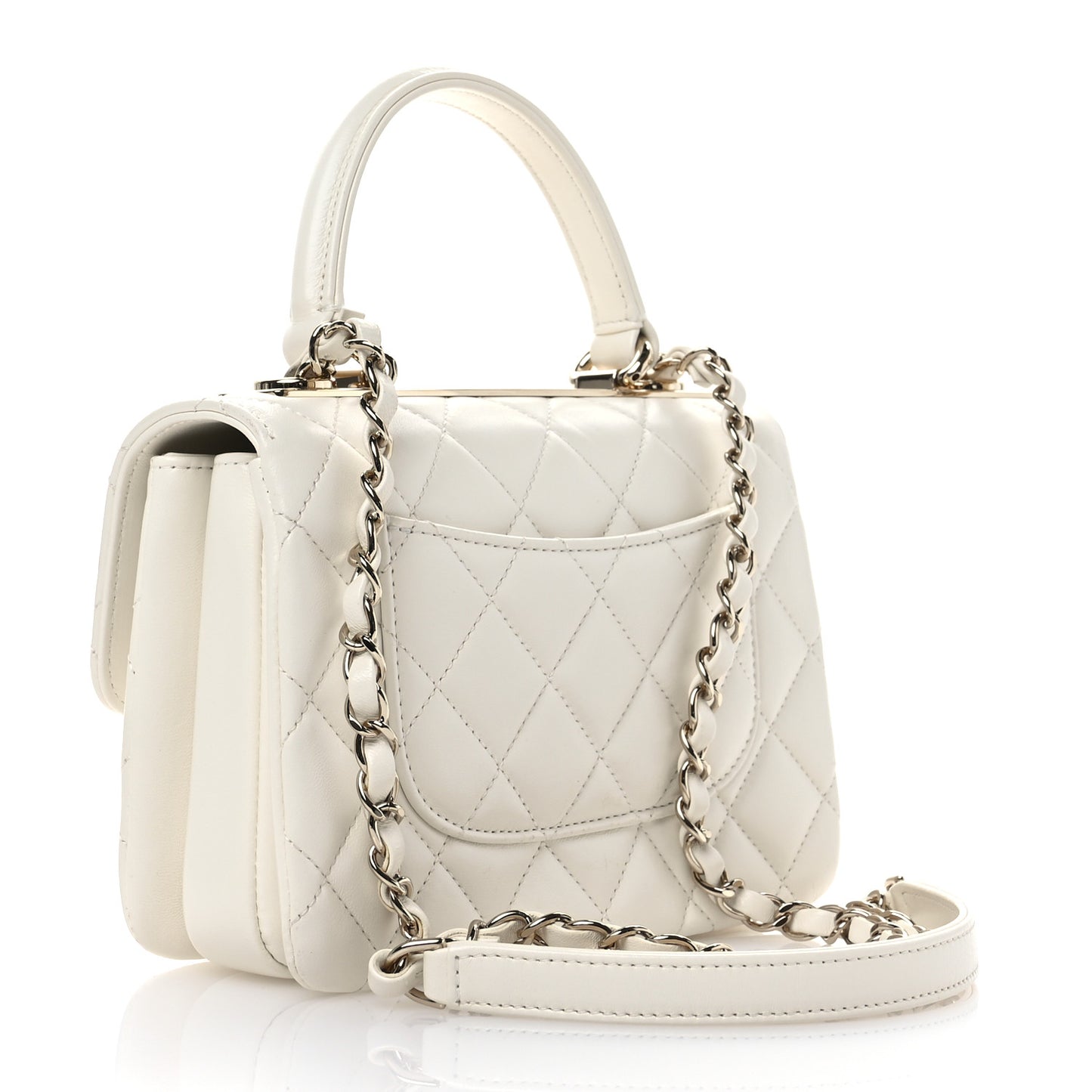 Lambskin Quilted Mini Trendy CC Dual Handle Flap Bag White