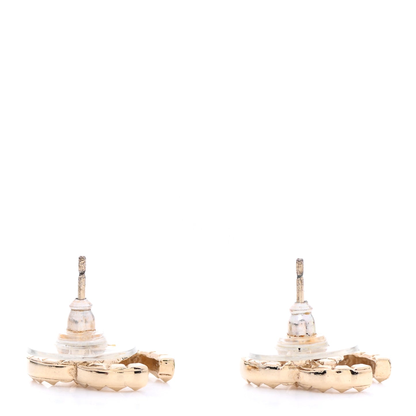 Metal Textured CC Earrings Gold
