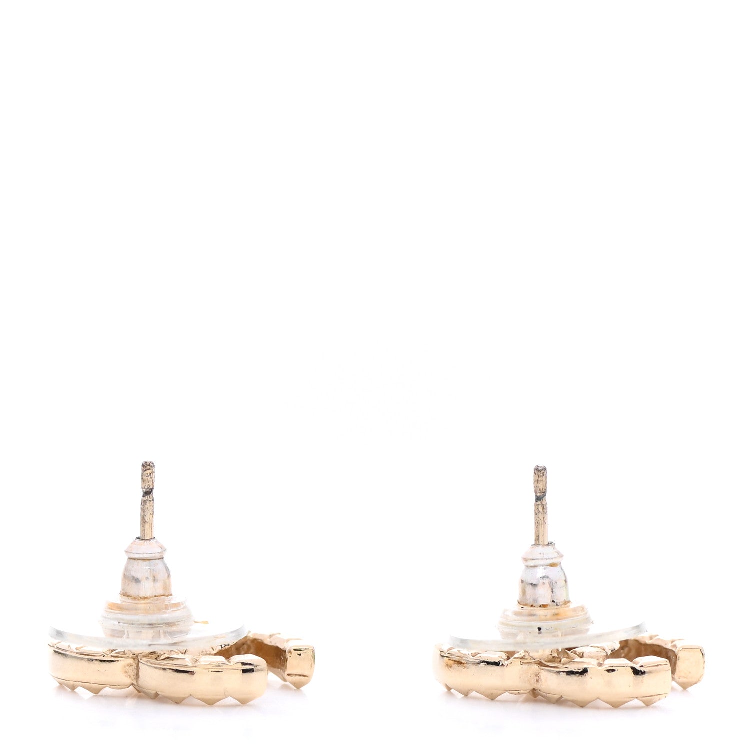 Chanel Metal Textured CC Earrings Gold 3 of 5