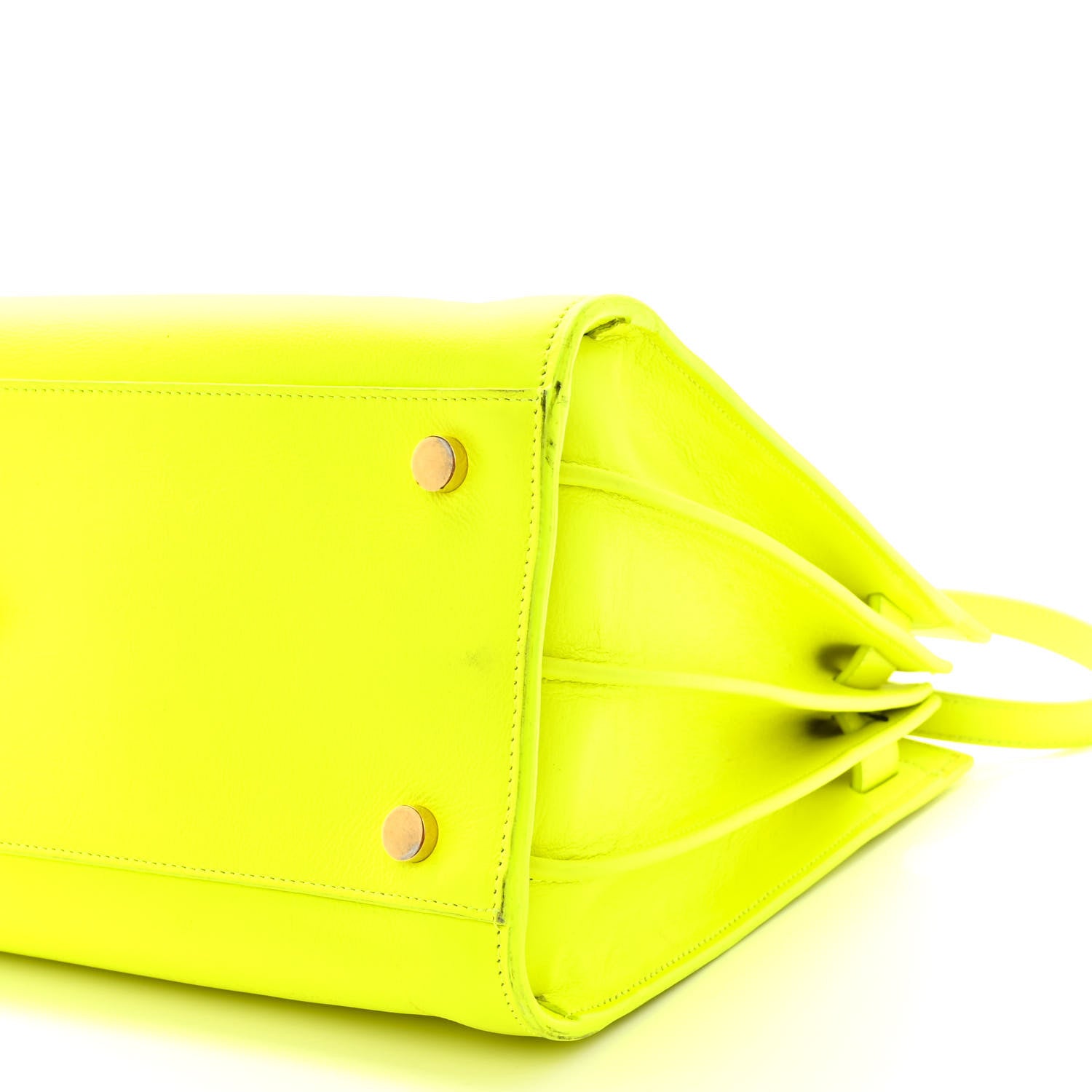 Saint Laurent Calfskin Small Sac De Jour Bag Neon Yellow 10 of 25