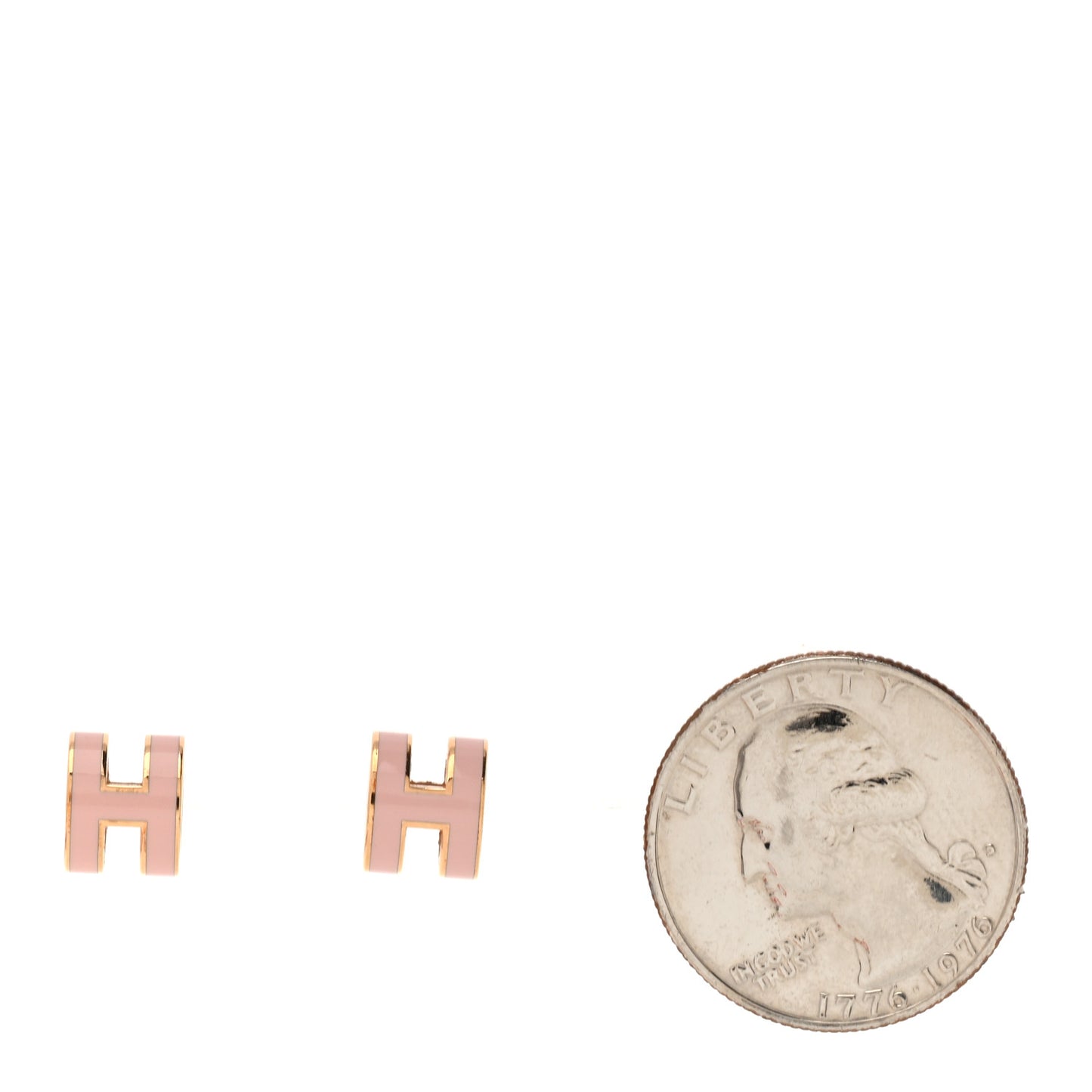 Rose Gold Lacquered Mini Pop H Earrings Rose Dragee