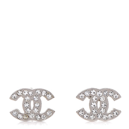 Chanel Crystal Mini Timeless CC Earrings Silver 1 of 3