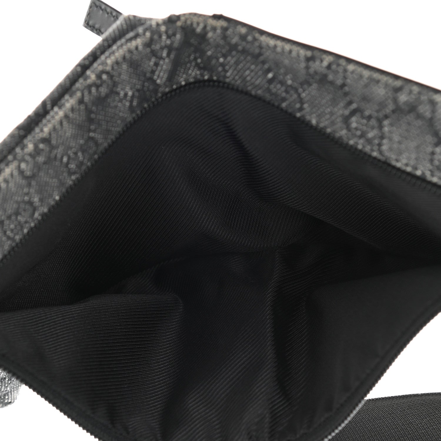 Gucci Denim Monogram Double Pocket Belt Bag Black 9 of 31