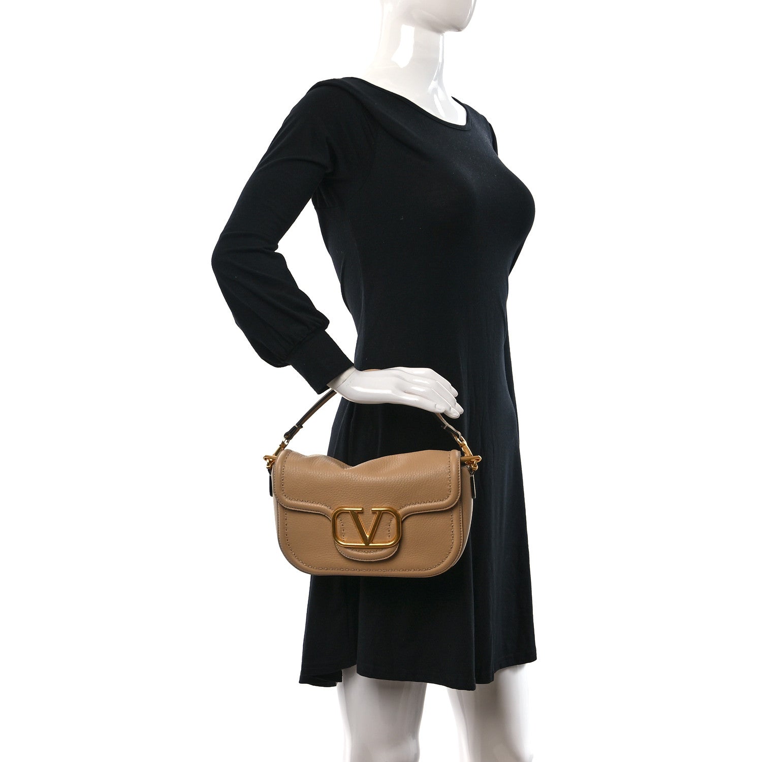 Valentino Garavani Soft Grainy Calfskin Alltime Shoulder Bag Cappuccino 2 of 8