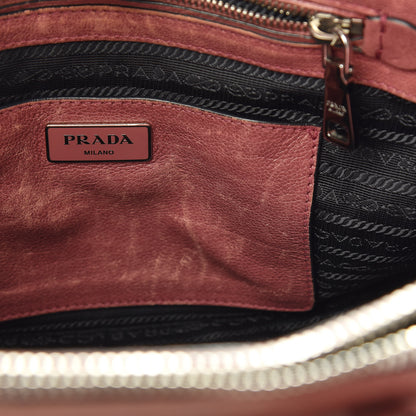 Prada Glace Calf Small Twin Pocket Tote Pink 9 of 23