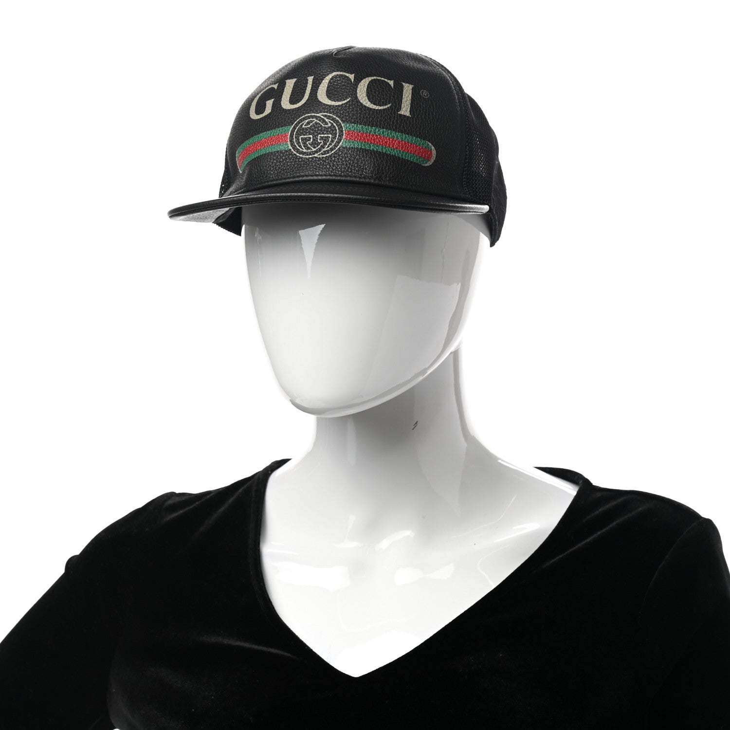 Gucci Grained Calfskin Logo Baseball Hat L Black 2 of 9