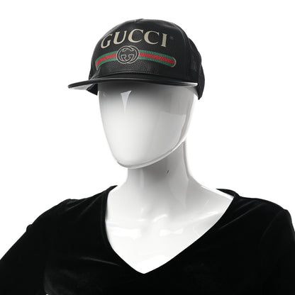 Gucci Grained Calfskin Logo Baseball Hat L Black 2 of 9