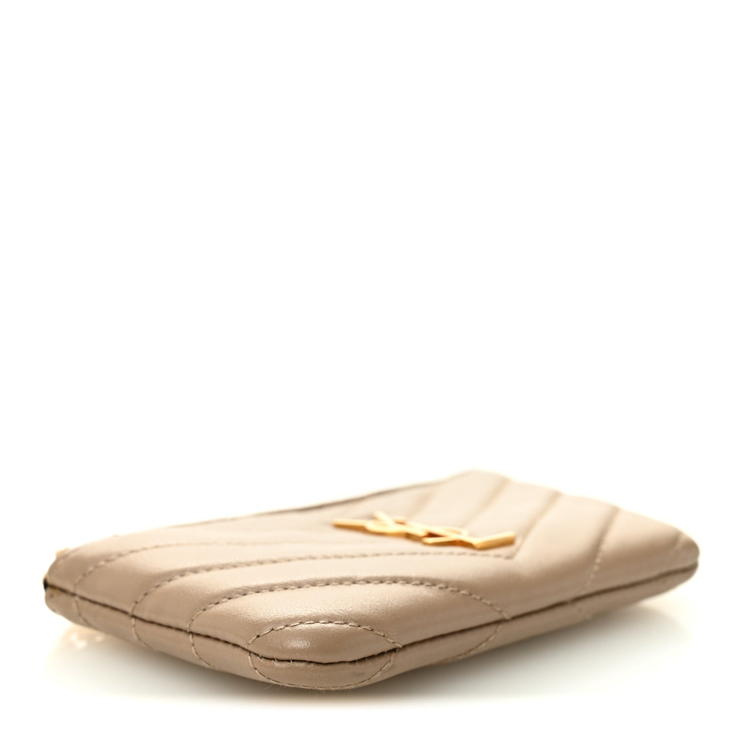 Calfskin Matelasse Monogram Key Pouch Light Taupe