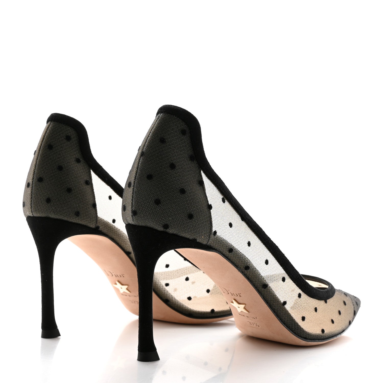 Christian Dior Mesh Plumetis Tulle D-Moi Pumps 37.5 Black 4 of 8