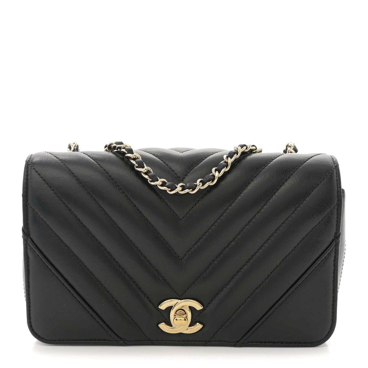 Chanel Calfskin Chevron Quilted Mini Statement Flap Black 1 of 10