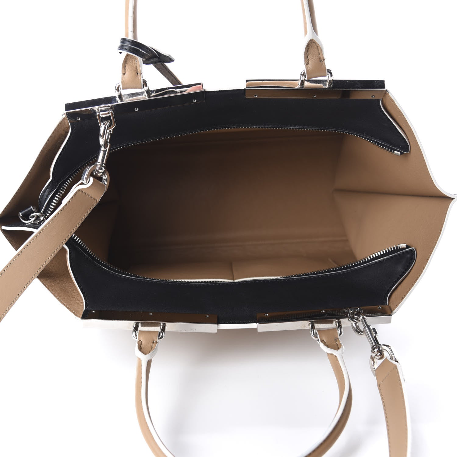 Fendi Vitello Baltico Dolce Petite 3Jours Tote Sand Black 6 of 14
