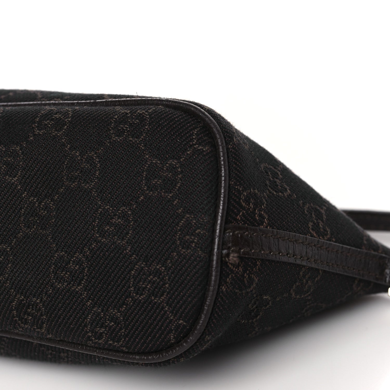 Gucci Denim Monogram Boat Pochette Dark Brown 10 of 13