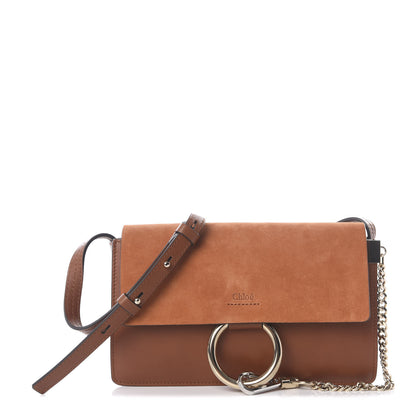 Chloe Suede Calfskin Small Faye Shoulder Bag Tobacco 1 of 9