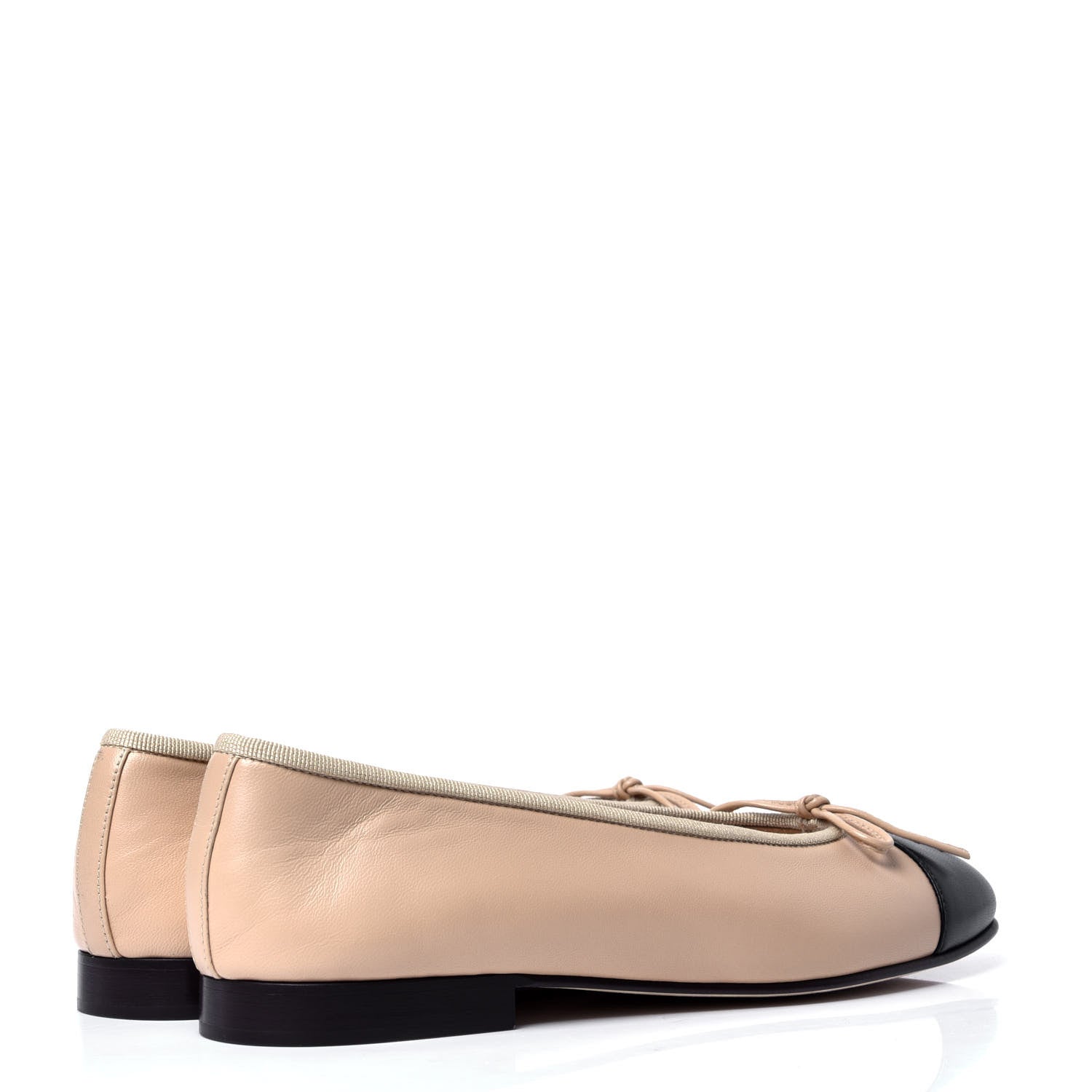 Chanel Lambskin Cap Toe Ballerina Flats 36 Beige Black 3 of 6
