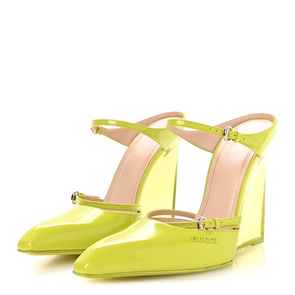 Gucci Regent Calfskin Lucite Wedge 110 Mules 39 Firefly 4 of 9