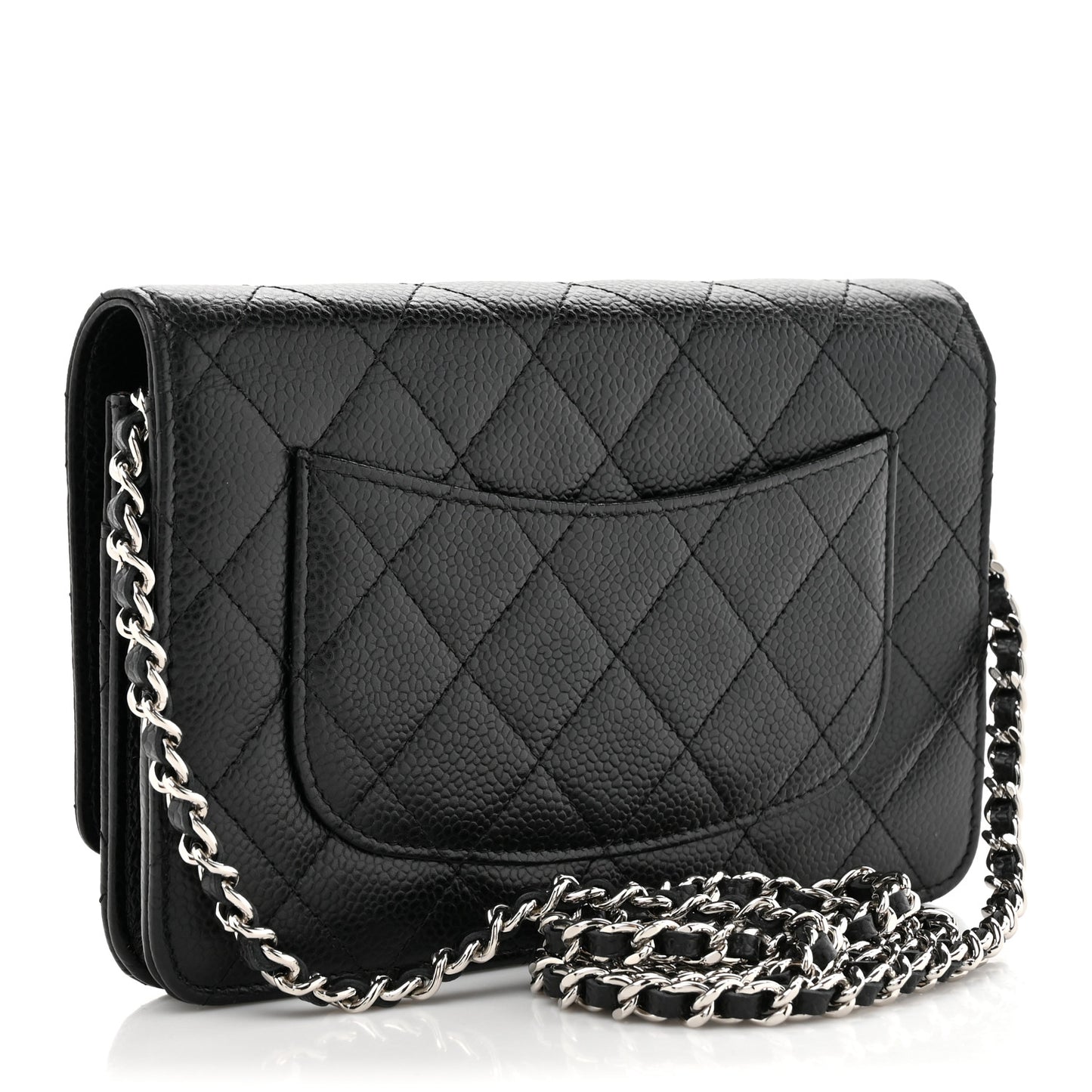 Caviar Quilted Wallet on Chain WOC Black