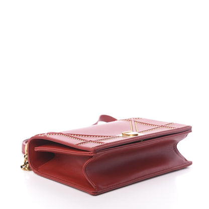 Christian Dior Calfskin Studded Medium Diorama Flap Bag Red 4 of 9