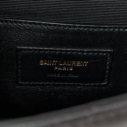 Saint Laurent Grain De Poudre Textured Mixed Matelasse Triquilt Small Monogram Satchel Pebble 7 of 11