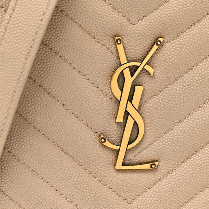 Saint Laurent Grain De Poudre Matelasse Chevron Quilted Round Vinyle Camera Bag Dark Beige 7 of 11