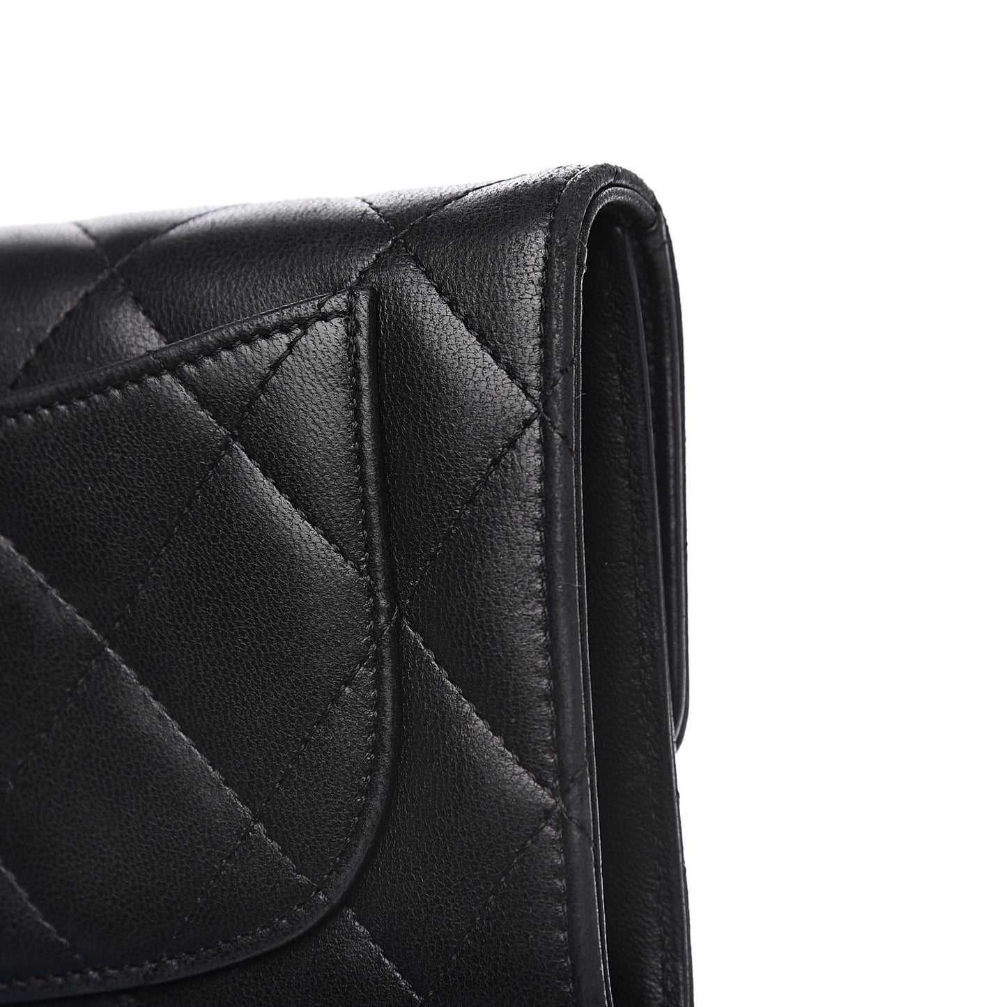Lambskin Quilted Large Flap Wallet Black
