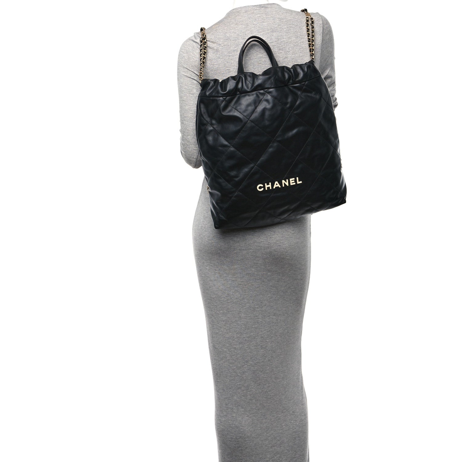 Chanel Shiny Calfskin Quilted Chanel 22 Backpack Black 2 of 10