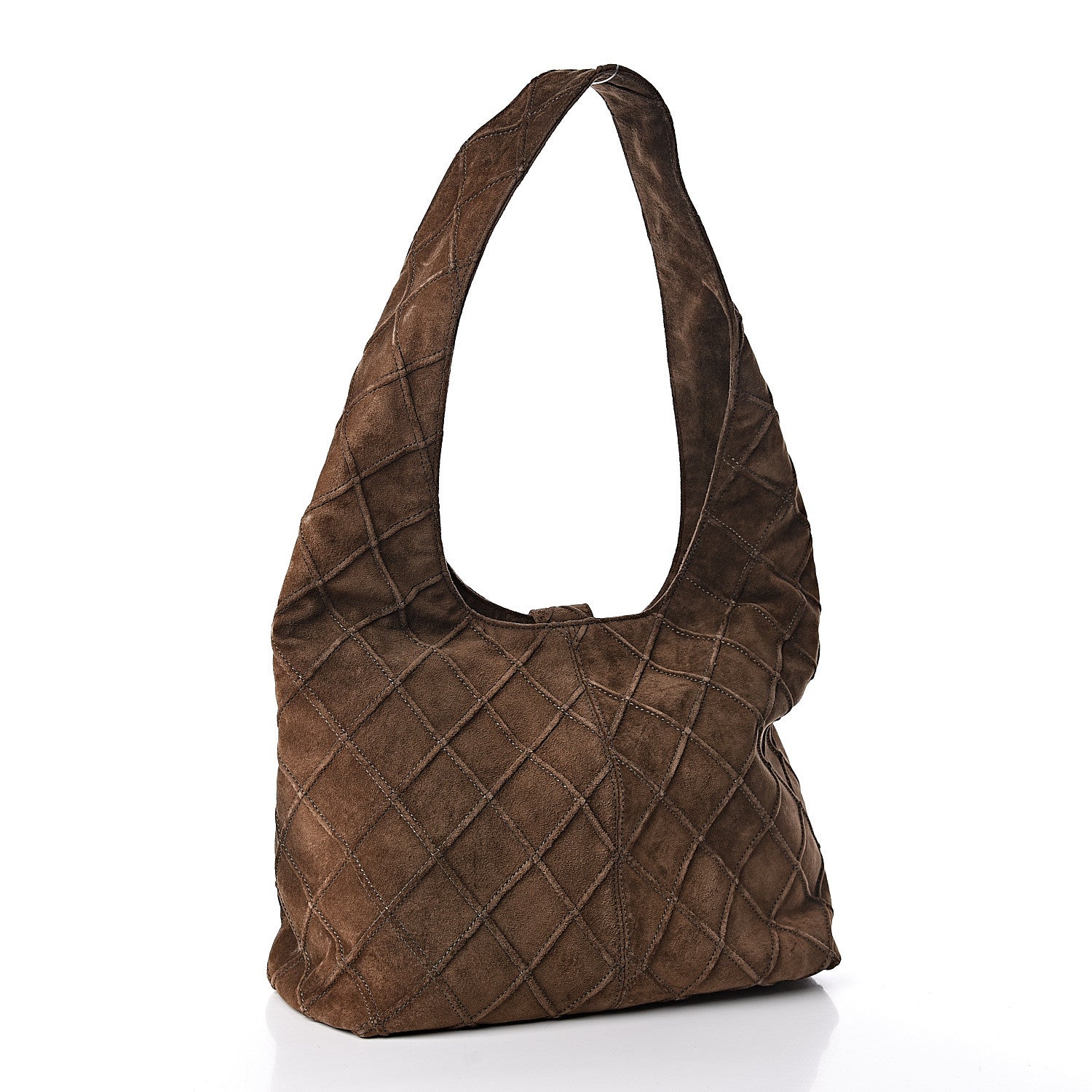 Chanel Suede Stitched Hobo Brown 3 of 11