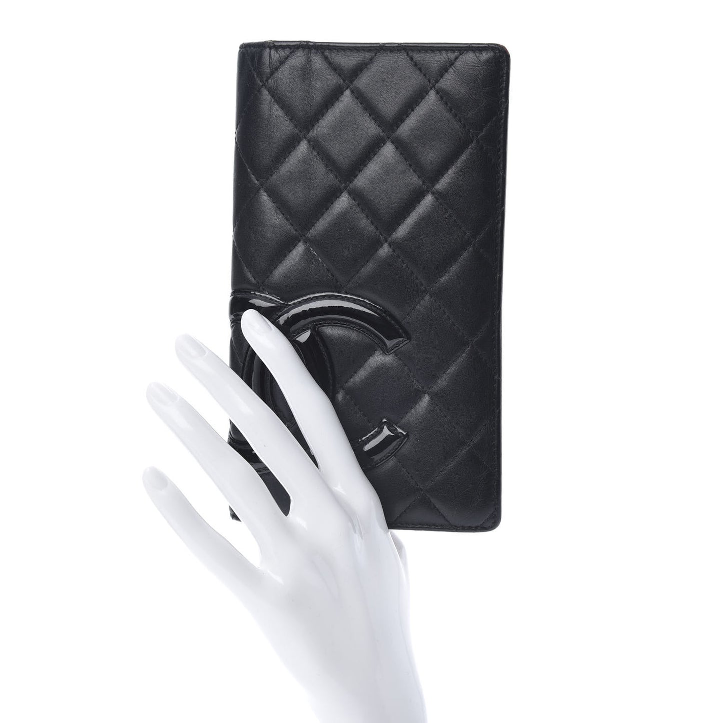 Calfskin Quilted Cambon Yen Wallet Black