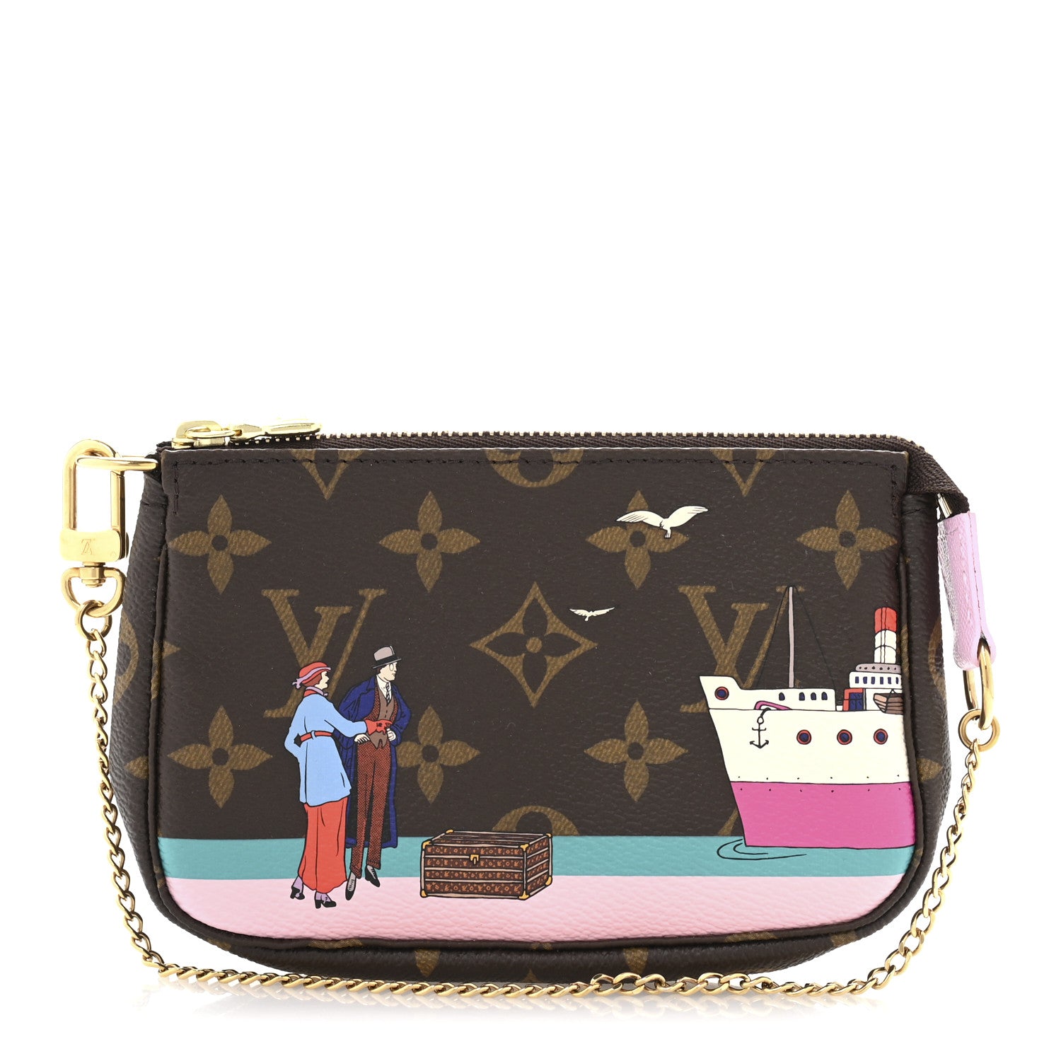 Louis Vuitton Monogram 2016 Christmas Animation Mini Pochette Accessories Rose Ballerine 1 of 9