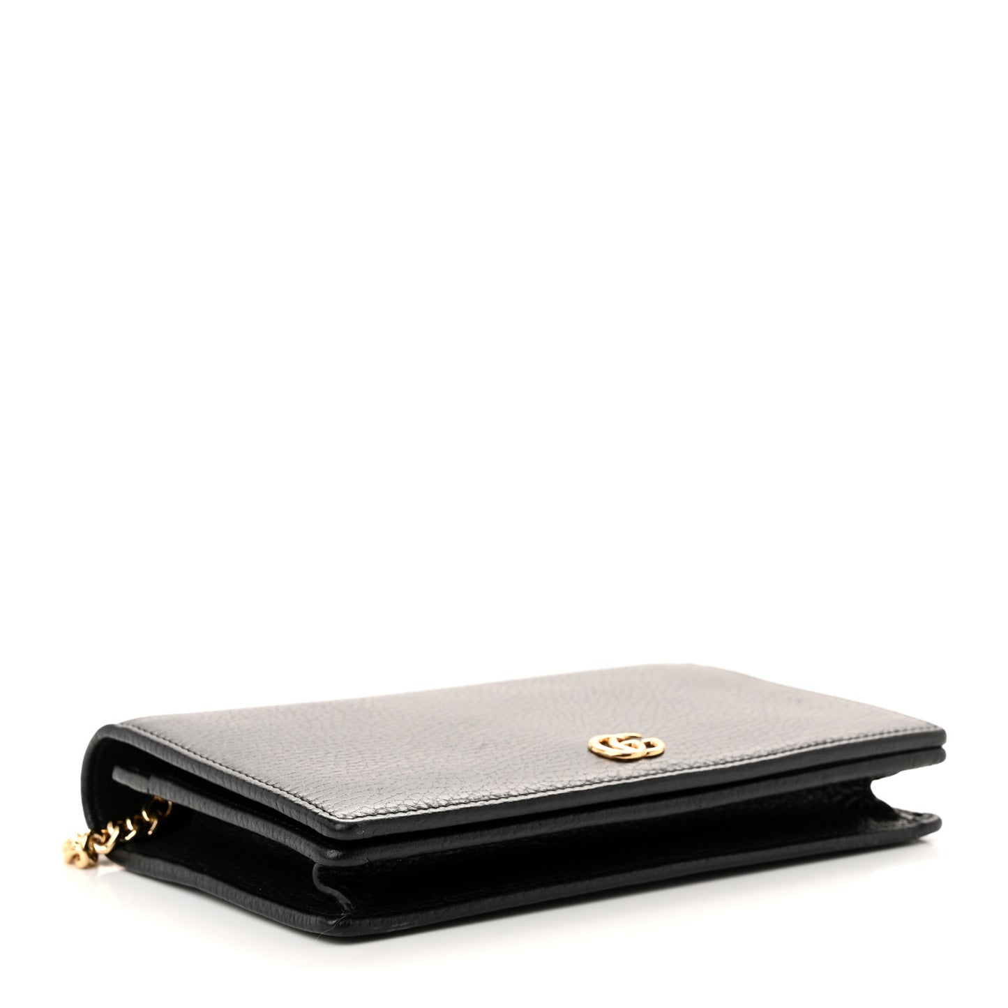 Calfskin Mini GG Marmont Chain Wallet Black
