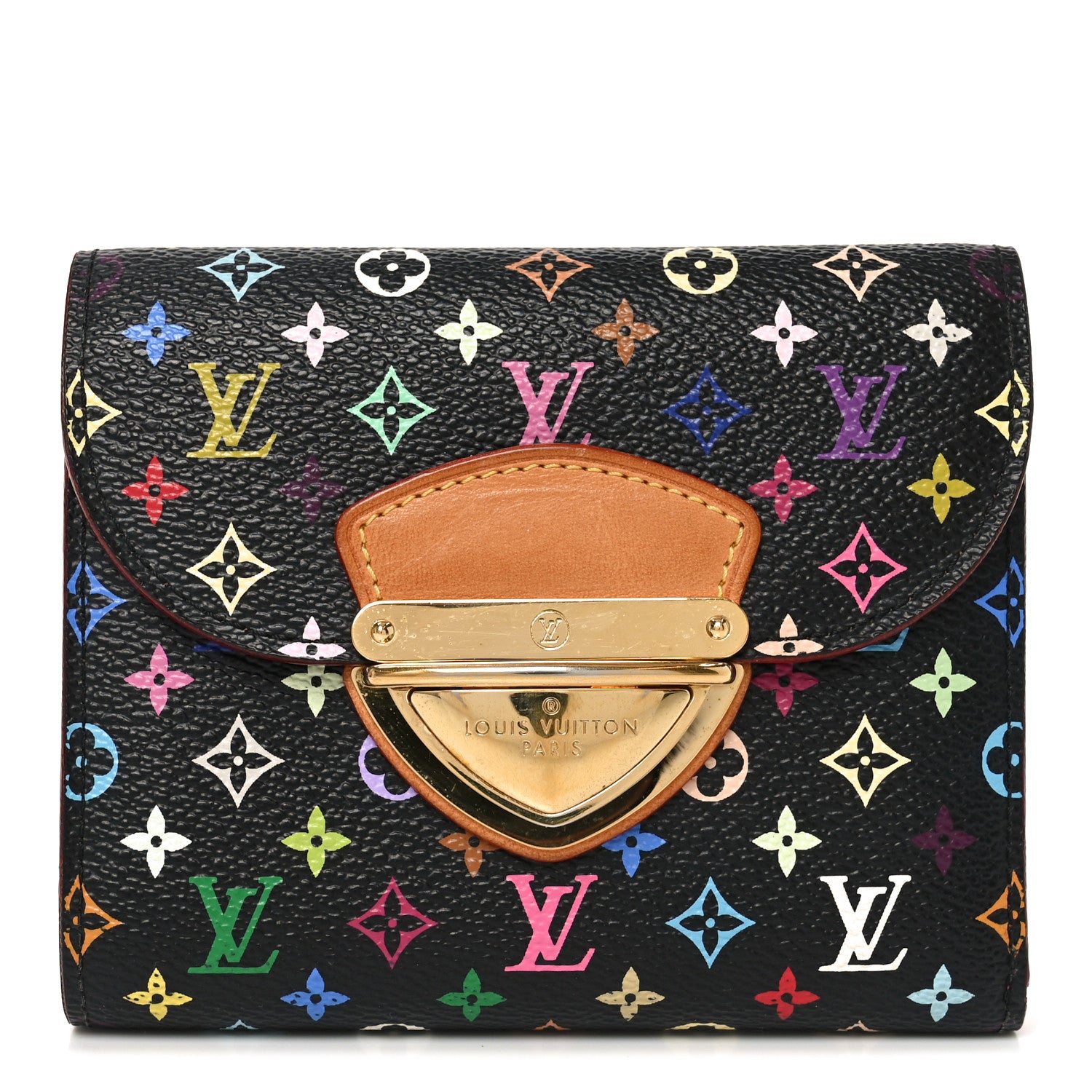 Louis Vuitton Monogram Multicolor Joey Wallet Black Grenade 1 of 6