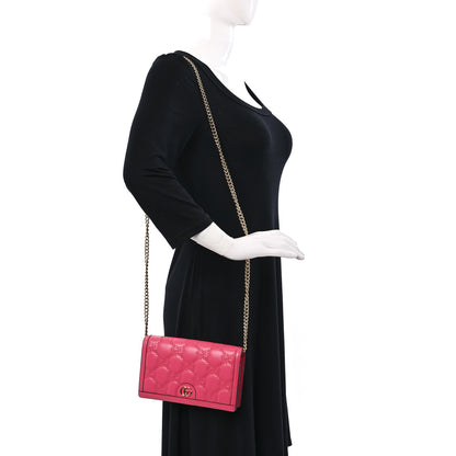 Gucci Calfskin GG Matelasse Chain Wallet Rhodamine Pink 2 of 9