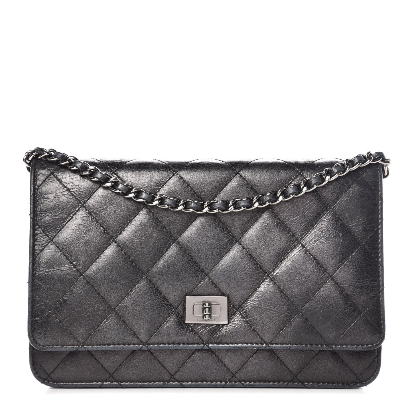 Glazed Aged Calfskin Reissue Wallet On Chain WOC Grey