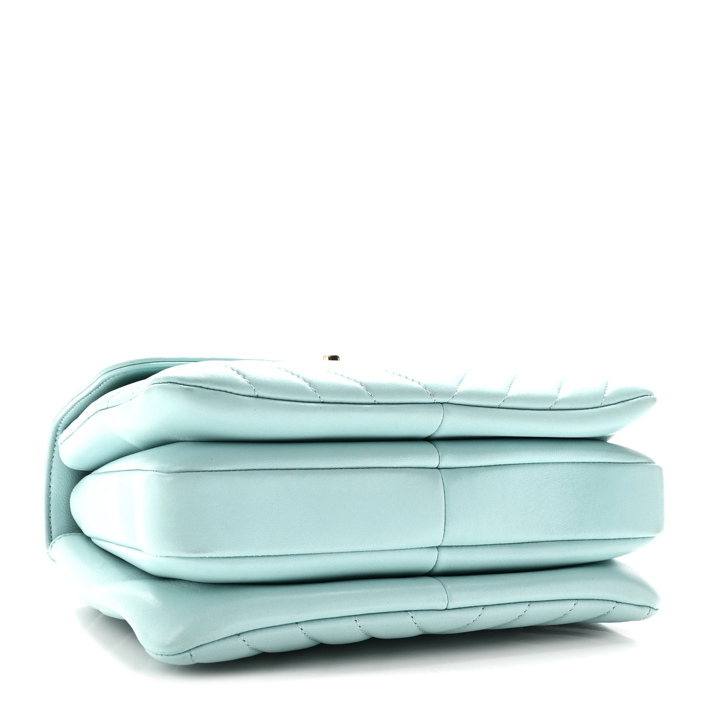 Lambskin Chevron Quilted Small Trendy CC Flap Dual Handle Bag Light Blue