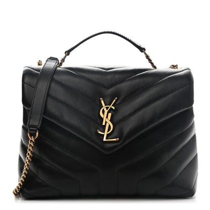 Saint Laurent Calfskin Y Quilted Monogram Small Loulou Chain Satchel Black 1 of 9
