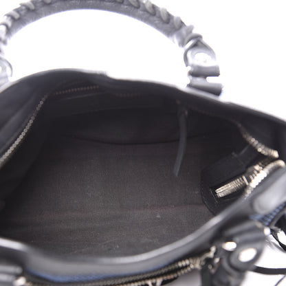 Balenciaga Mesh Agneau Arena Classic Silver Hardware Mini City Black Navy Orange 4 of 10